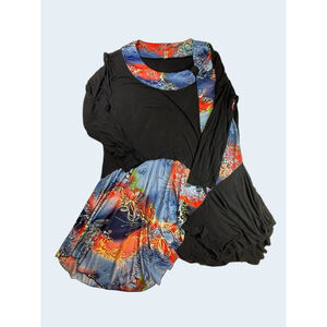 Rosegal Casual Dressy Boho Floral Tunic Top Black Multicolor Size 24
